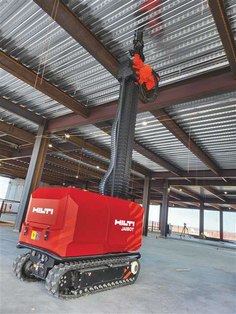 Hilti Jaibot呈现建筑的一些最乏味的任务,可以编制竣工数据,同时它的工作原理